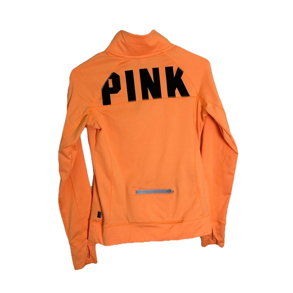 PINK Victoria‎ Secret Pullover Runners Jacket Half Zip Neon Orange Woman Size XS